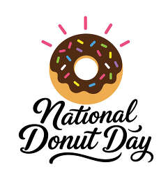 national donut day lettering with sprinkles