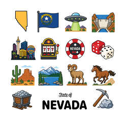 Nevada state symbol icon set