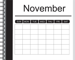 november notebook style outline calendar