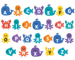 Ocean Animal Alphabet With Whales Octopuses Fish And Crabs