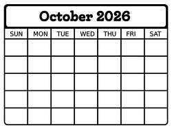 october 2026 blank monthly calendar grid printable