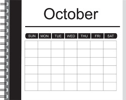 october notebook style outline calendar