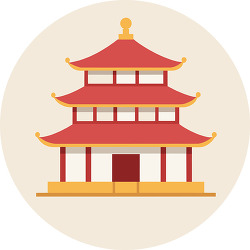 Old Chinese Temple Flat Design Icon