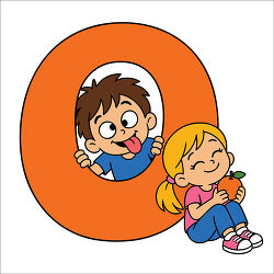 Orange Letter O Kids With Orange Fruit