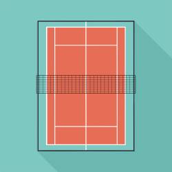 overhead view of a tennis court
