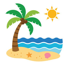 Palm Tree Beach With Sun