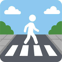pedestrian crossing street at crosswalk
