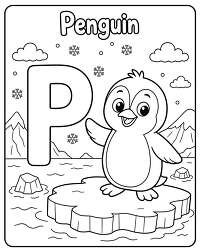 Penguin on ice floe coloring page