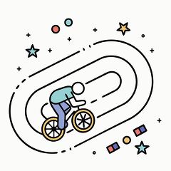 Person Riding Bicycle on Track Illustration