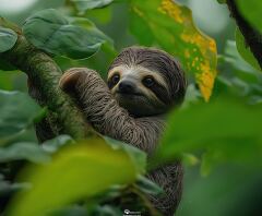 Baby Sloth Clings on a Tree in the jungle of Costa Rica