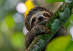 Baby Sloth Resting on a Tree Costa Rica