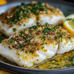 Baked Cod Fillets With Herb Crust and Lemon