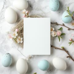 Blank Easter Greeting Card Mockup on Airy Background