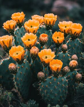 Blooming Cactus with Orange Flowers