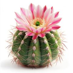 Blossoming Cactus Flower Against a White Background