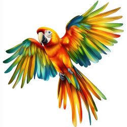 Colorful Parrot Flying Freely in a Bright Room