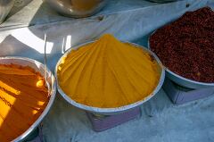 Colorful Spices Displayed at a Market in Aswan Egypt