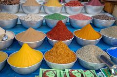 Colorful Spices Displayed at a Market in Aswan Egypt