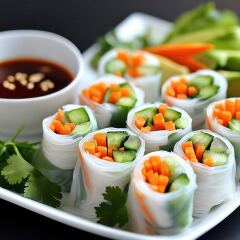 Colorful Veggie Spring Rolls With Dipping Sauce