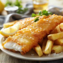 Crispy Fish and Chips With Fresh Ingredients