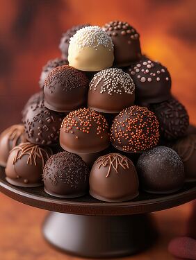 Decadent Chocolate Truffle Pyramid on a Stylish Display