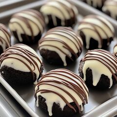 Delicious Chocolate Treats With Creamy Drizzle on Top