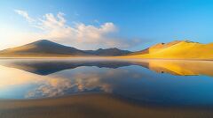 Desert Lake Reflections at Dusk Create a Dreamy Atmosphere