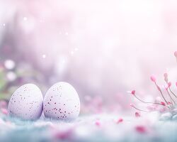 Easter Eggs Resting on Soft Pastel Background