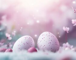 Elegant Easter Eggs Nestled in a Floral Background