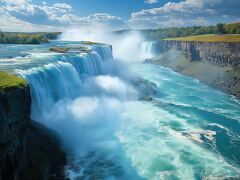 Enchanting Views of Niagara Falls Under a Clear Blue Sky