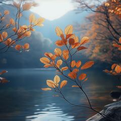 Fall Foliage Reflecting on Tranquil Lake