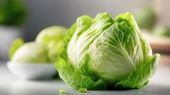 Fresh Cabbage on Display With Vibrant Green Texture