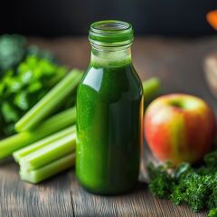 Fresh Green Juice Bottle With Fruits and Vegetables