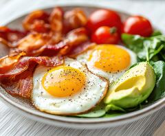 Hearty Breakfast Feast With Eggs Bacon and Avocado