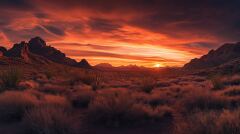 Majestic Sunset Over Desert Landscape Near Phoenix Arizona