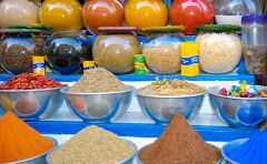 Market Display of Spices in Aswan Egypt