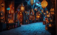 Nighttime Magic With Lanterns in Moroccan Market