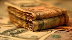 Pile of Currency on a Table Surface