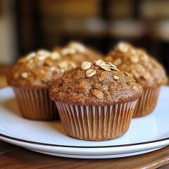 Pumpkin Oat Flour Muffins on a White Plate