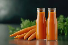 Refreshing Carrot Juice Beside Fresh Carrots