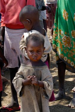 Samburu Children Gather in Their Village in Kenya