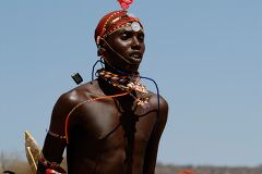 Samburu Warrior Showcasing Traditional Attire in Kenya