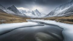 Snowy Mountains Against a Dramatic Sky