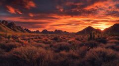 Stunning Desert Sunset With Majestic Mountains Near Phoenix