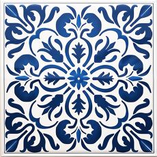 Typical Portuguese Tile Design in Blue and White Colors