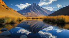 Unique Mountains and Rivers in Serene Camping Landscape