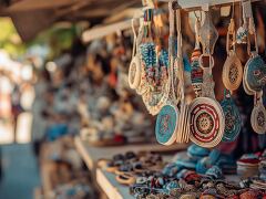 Vibrant Crafts at a Fair Stall on Vegueta Street