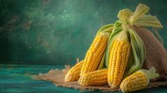 Vibrant Golden Corn Harvested Against a Lush Backdrop