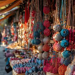 Vibrant Market Stand Filled With Handmade Decor