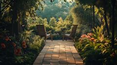 Winning Garden Serenity With Lush Pathways and Seating